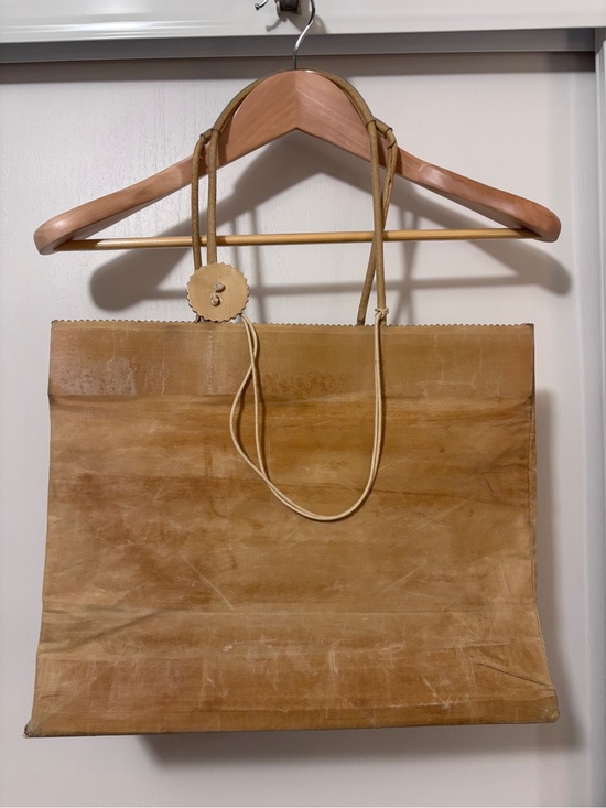 The Brave Brown Bag Handbags - Vintage Brave Brown Bag Shopping Tote Waxed Canvas Original Base & Hang Tag Tan